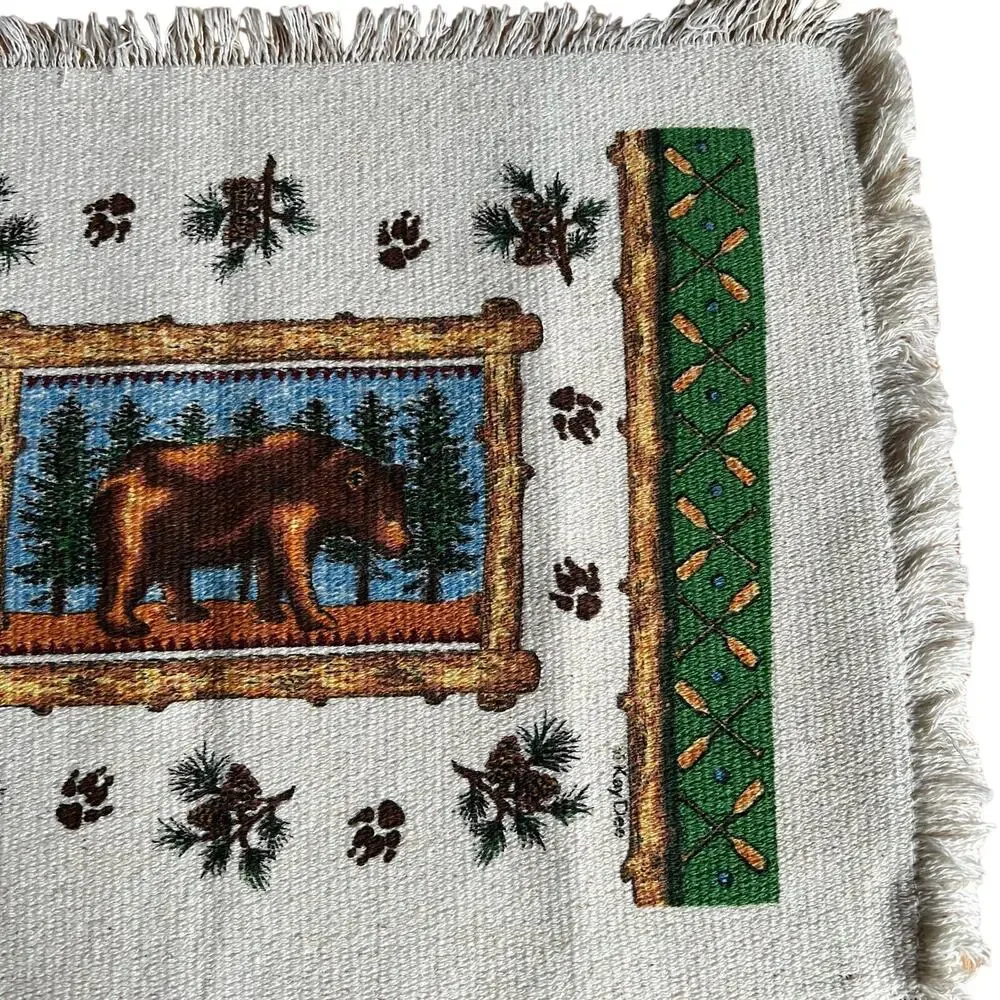 Vintage 2 Kay Dee placemats brown bear cabin decor